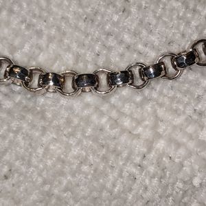 Vintage Heavy Fine Silver Rolo Link Chain Necklace